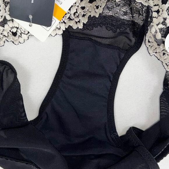 Wacoal Women's Embrace Lace Underwire Bra High Cut Panty Set 36C Small Black - Picture 15 of 15